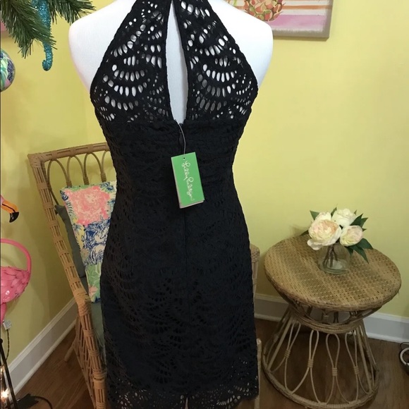 Lilly Pulitzer NWT Kenna Halter Dress Onyx Scalloped Fan Lace Size 0 - Picture 12 of 14